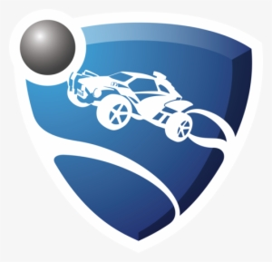 rocket league logo, blue met een auto.